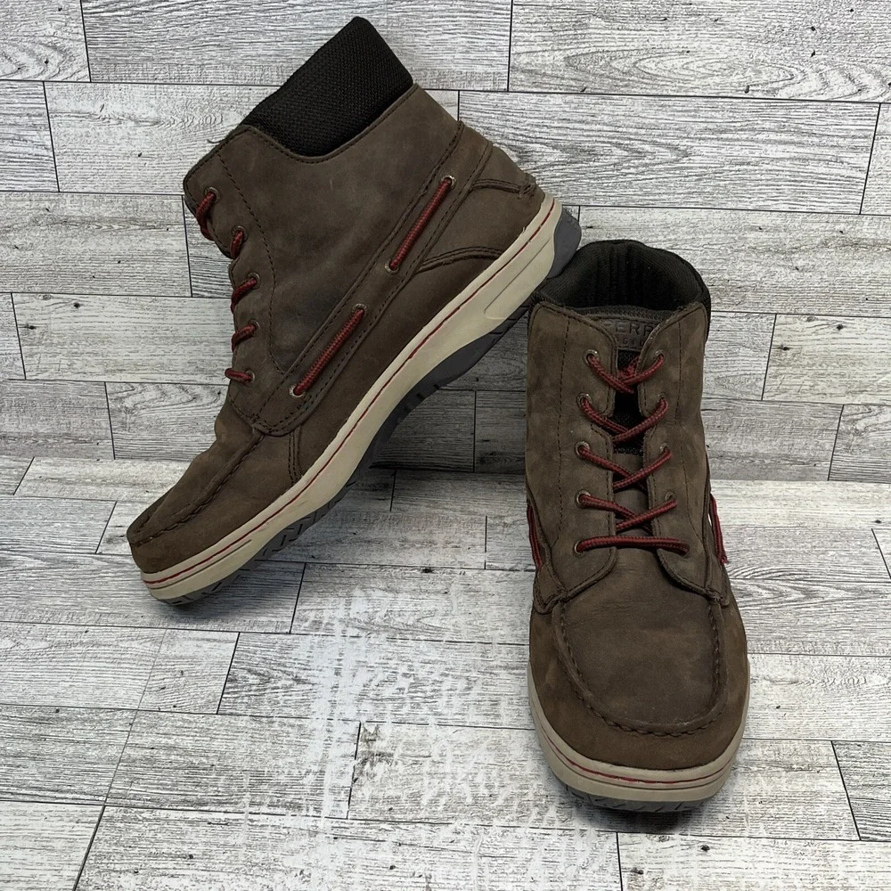 Sperry Top Sider Billfish Brown Leather‎ Boots Shoes Boys Size 7M